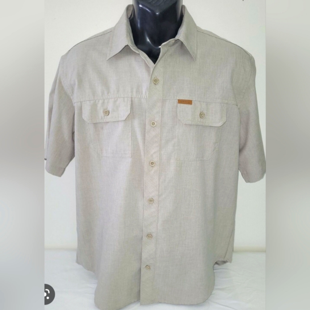Orvis men's beige button up short sleeve shirt XL